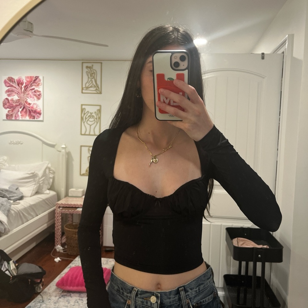 Princess Polly black bow top